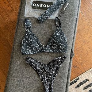NWT Black/white polka dot bikini set